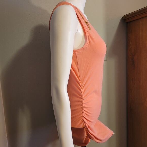Michael Kors Orange Ruched Tank Top Sz Medium Flattering Postpartum Longline - Picture 2 of 10